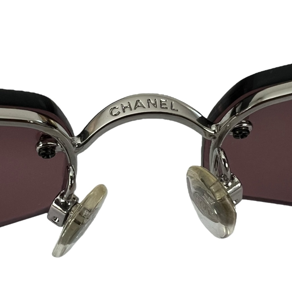 Chanel CC Logo Rhinestone Rimless Sunglasses - Picture 8 of 10
